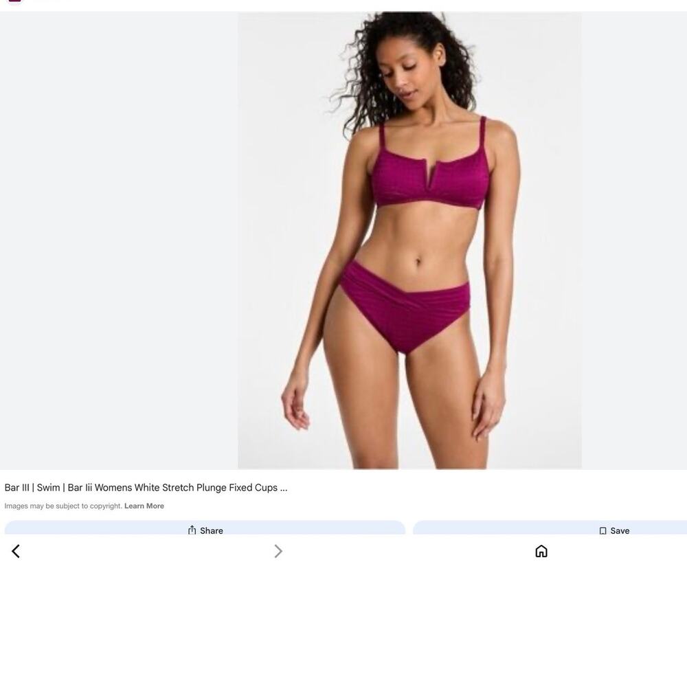 Bar III Women's Purple Solid Smocked Adjustable Wide Strap 2-Piece Bikini XL